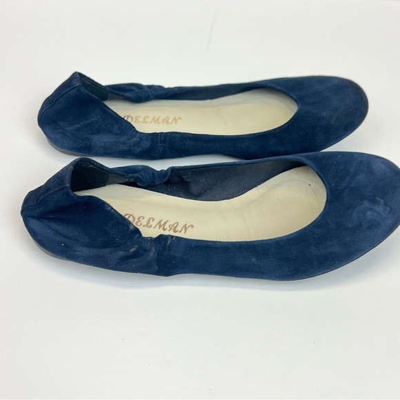 Delman Ballet Flats Womens Size 7.5M Navy Blue Suede Loafers - Picture 2 of 9